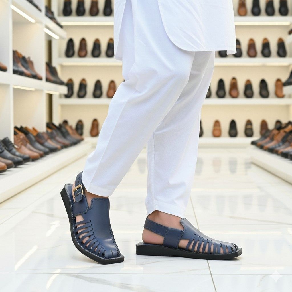 New Attractive Design Of Peshawari Chappal In Black Color Code 31 blue