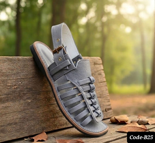 Unique design of peshawari sandal pure gray color